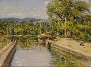 Theodore Robinson Canal Scene Germany oil painting artist